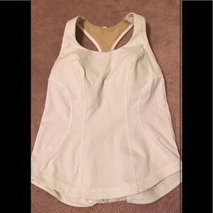 Lululemon White Tank with Built In Bra - size 8